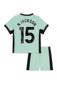 Chelsea Nicolas Jackson #15 Jalkapallovaatteet Lasten Kolmas peliasu 2023-24 Lyhythihainen (+ Lyhyet housut)